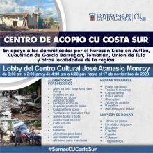 El CU Costa Sur instala centro de acopio para apoyar a damnificados por “Lidia” en la región