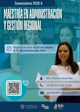Convocatoria Maestría en Administración y Gestión Regional 2026-A