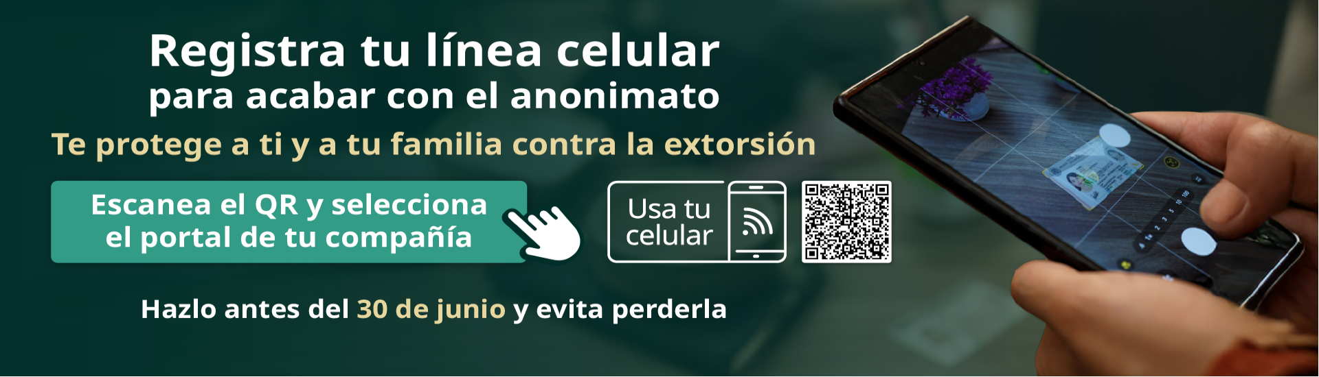 Registra tu línea Celular antes del 30 de junio 2026